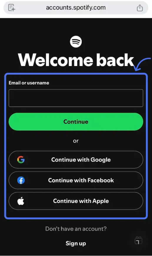 ورود به اکانت اسپاتیفای برای ردیم گیفت کارت
