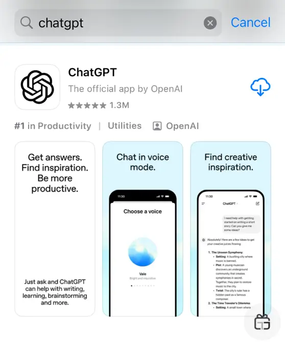 جستجوی ChatGPT در اپ استور