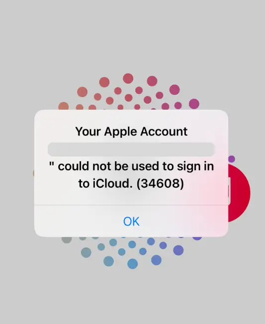 خطای ورود به آیکلود با کد 34608 در آیفون