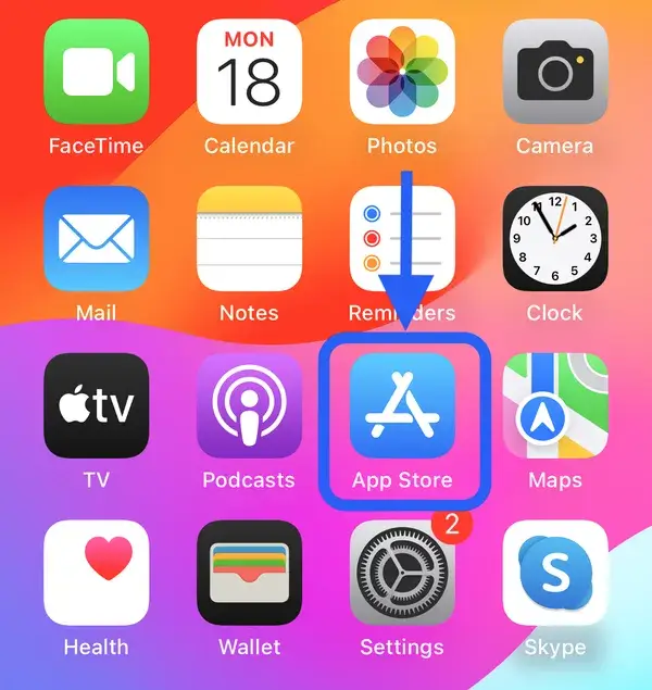 باز کردن اپ استور در آیفون