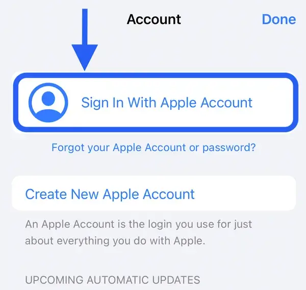 گزینه Sign In With Apple Account در اپ استور