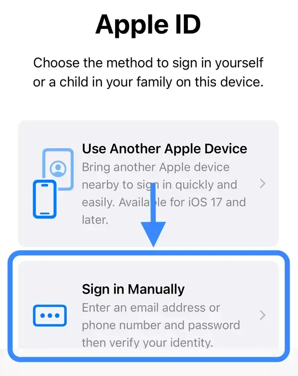 وارد کردن اپل ایدی به صورت دستی در iOS ۱۷ و بالاتر