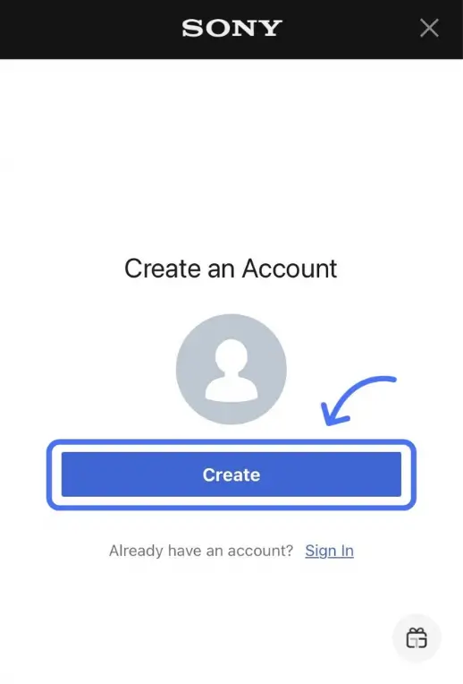 کلیک روی دکمه Create New Account در سایت رسمی پلی استیشن