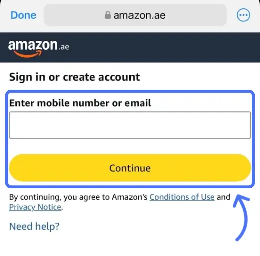 صفحه ورود به اکانت آمازون