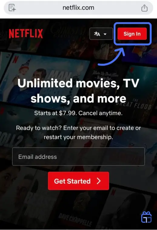 صفحه ورود به اکانت نتفلیکس