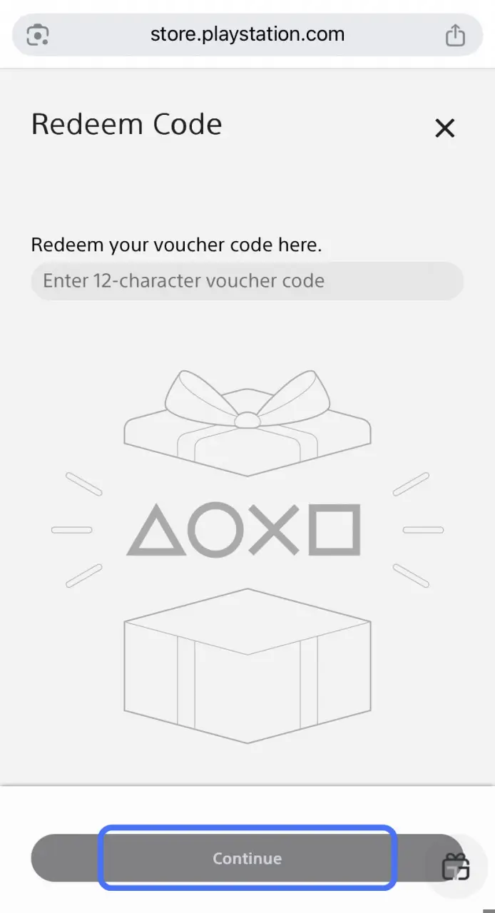 وارد کردن کد گیفت کارت پلی استیشن در مرورگر