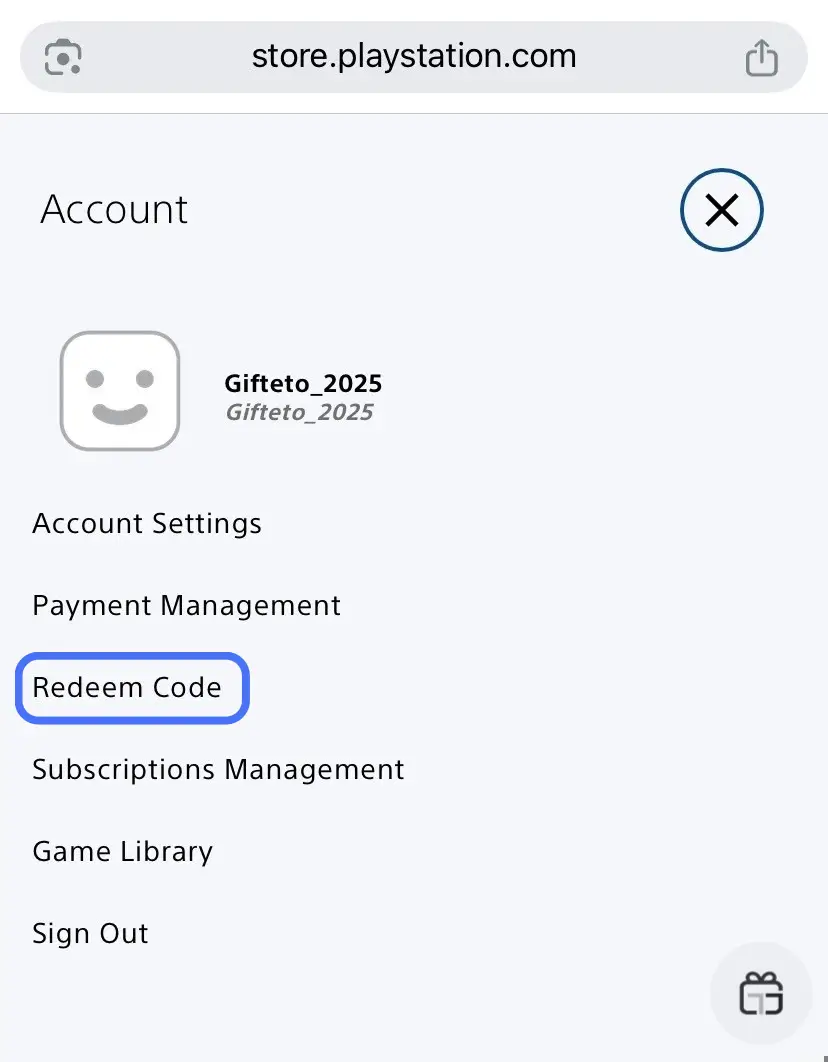 گزینه Redeem Codes در سایت PlayStation Store