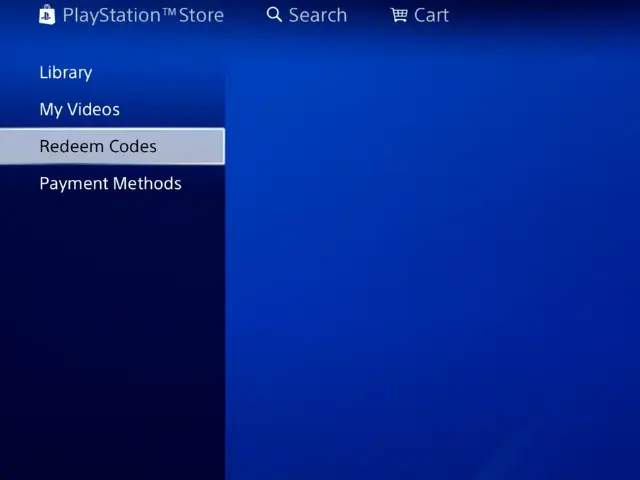 گزینه Redeem Codes در منوی PS4