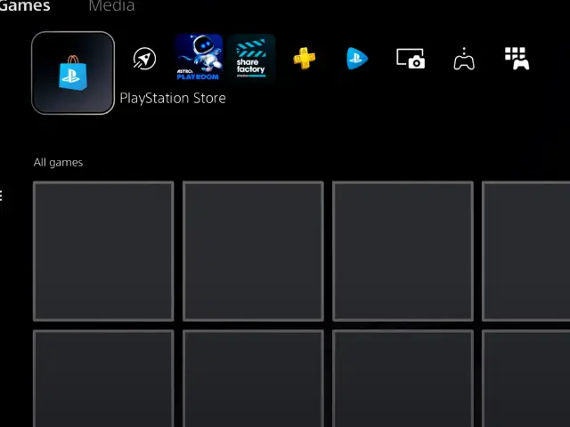 منوی PlayStation Store در کنسول PS5